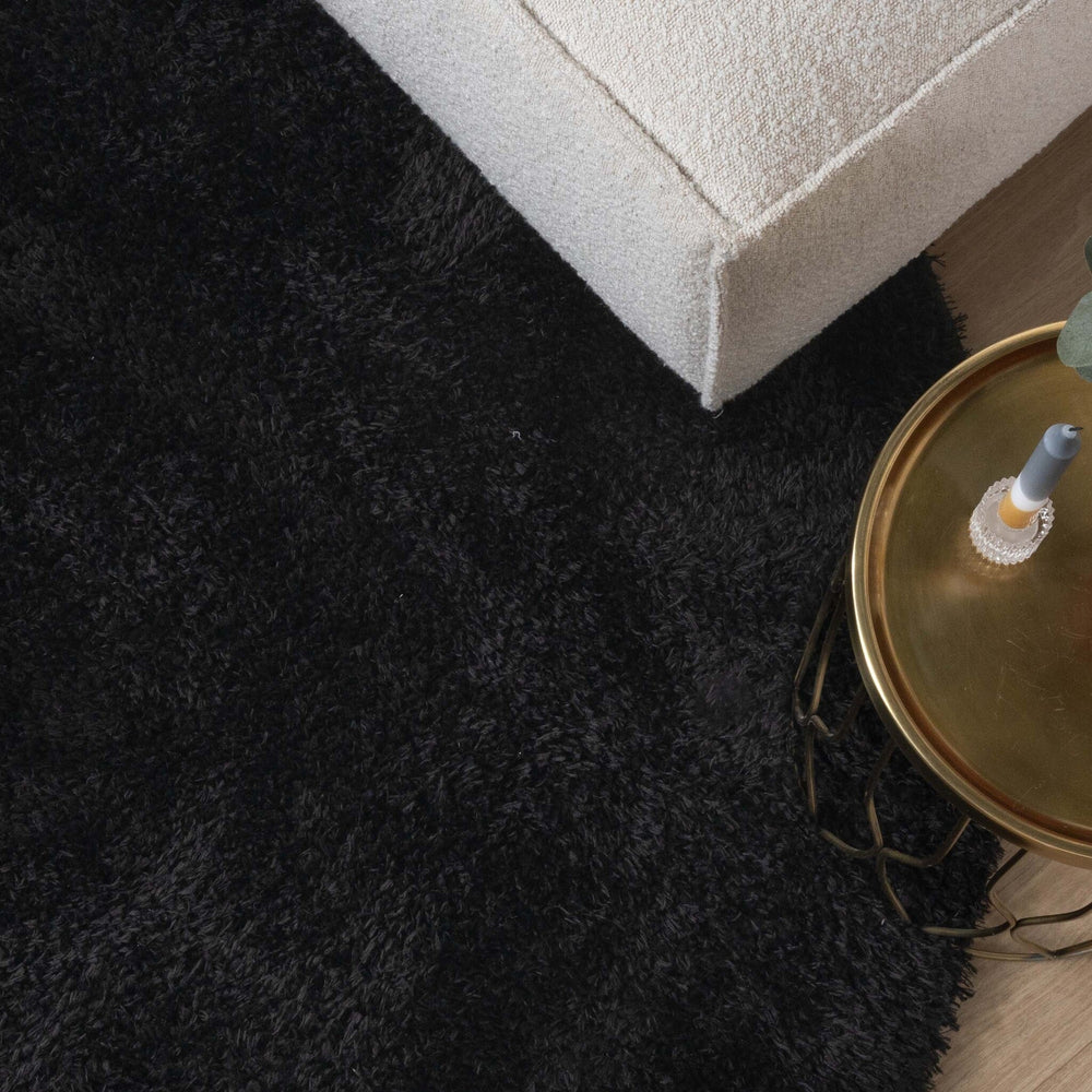 Round Shaggy Rug - Blaze Black