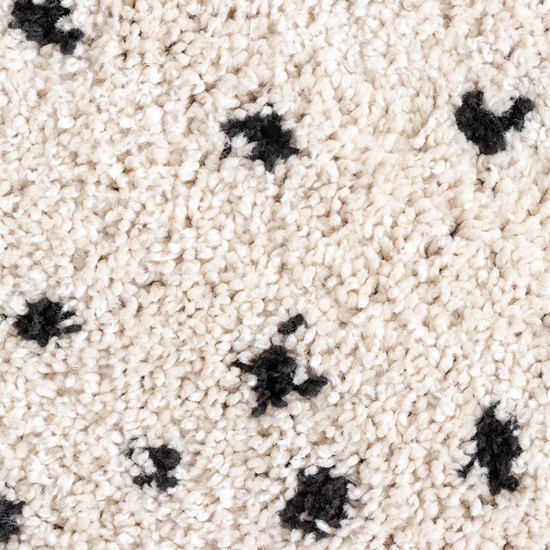 Round High Pile Rug - Grand Dots Cream/Black