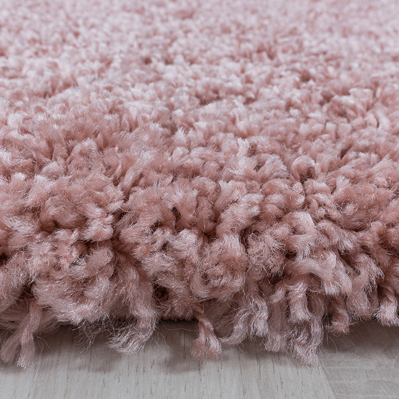 Round high-pile floor rug - Softy Pink