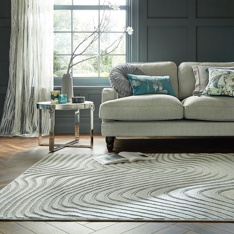 Graphic Floor Rug - Patno Channel Silver
