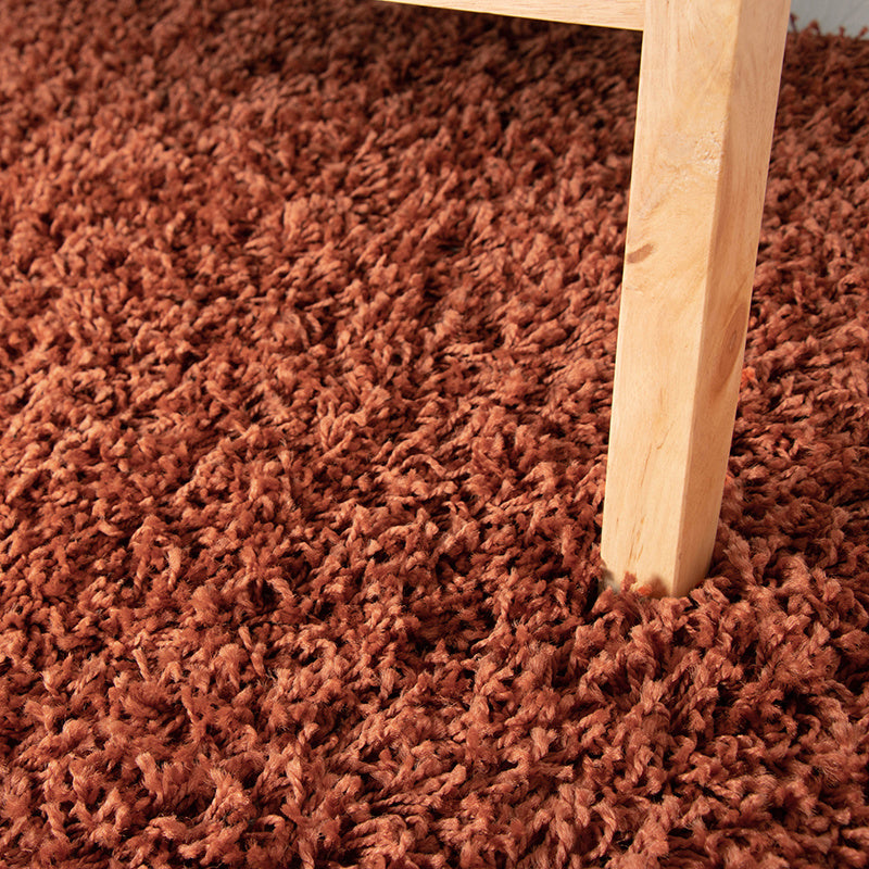 Round High Pile Rug - Solid Terracotta