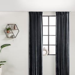 Velvet curtains - Dark grey - Hooks