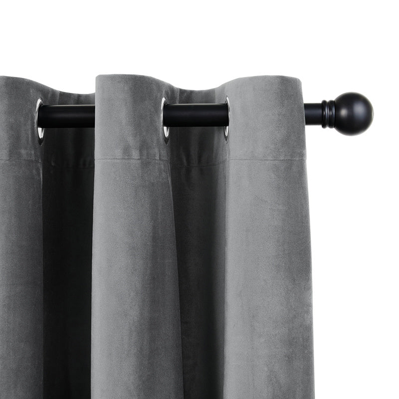 Velvet curtains - Light Grey - Rings