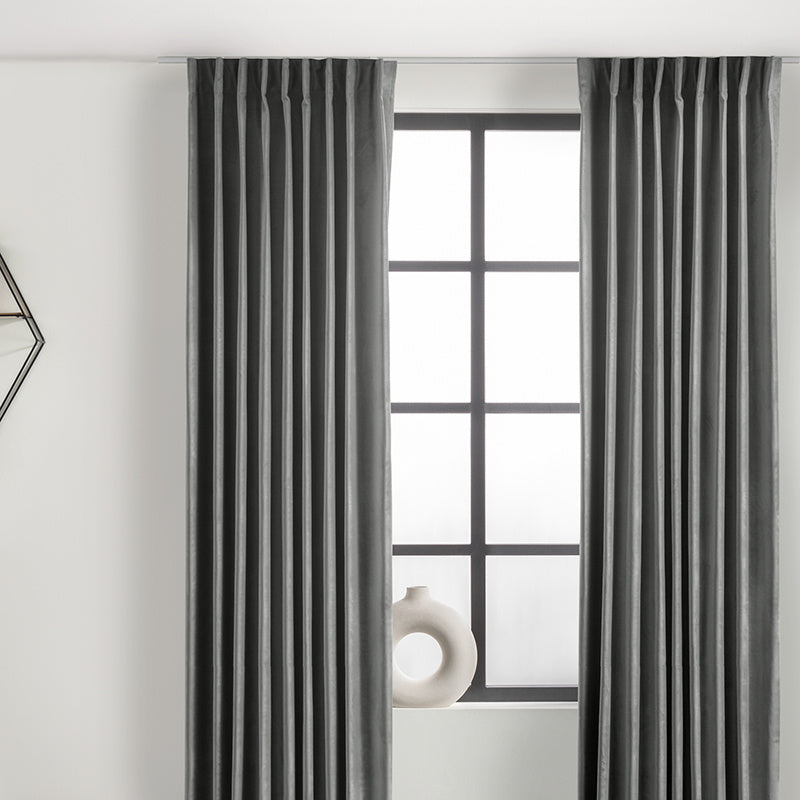 Velvet curtains - Grey - Hooks