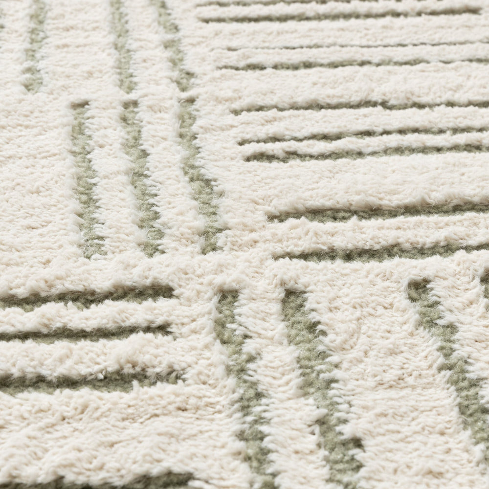 Scandinavian Rug - Yune Lines Cream/Green