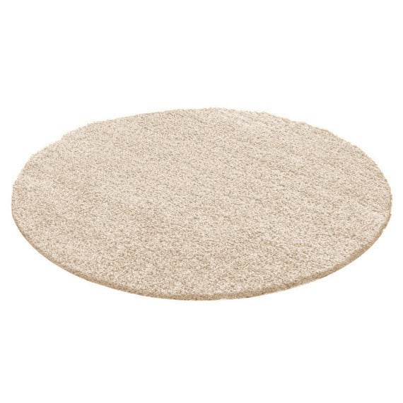 Round High Pile Rug - Solid Beige