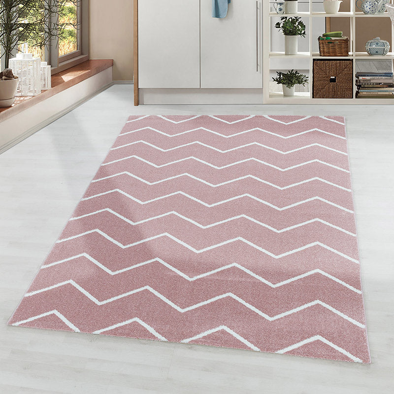 Low-pile floor rug - Smoothly Weave Pink/White
