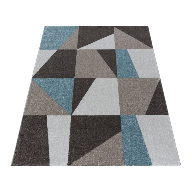 Retro floor rug - Stencil Box Blue/Brown