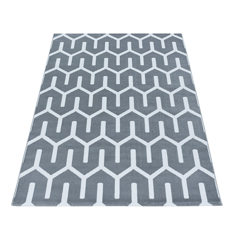 Modern floor rug - Streaky Pattern Grey/White