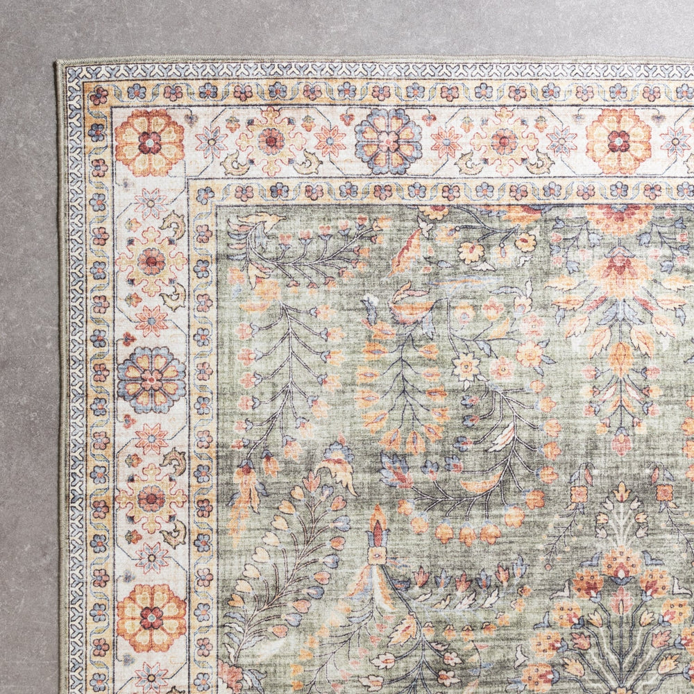 Vintage Outdoor Rug - Santo Flora Olive Green