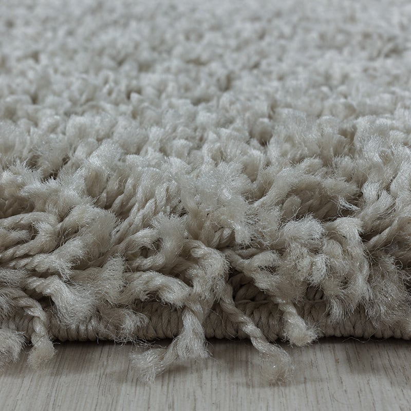 Round high-pile floor rug - Softy Beige