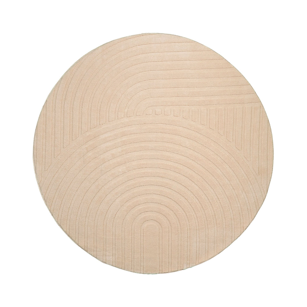 Round Scandinavian Rug - Charm Curves Beige