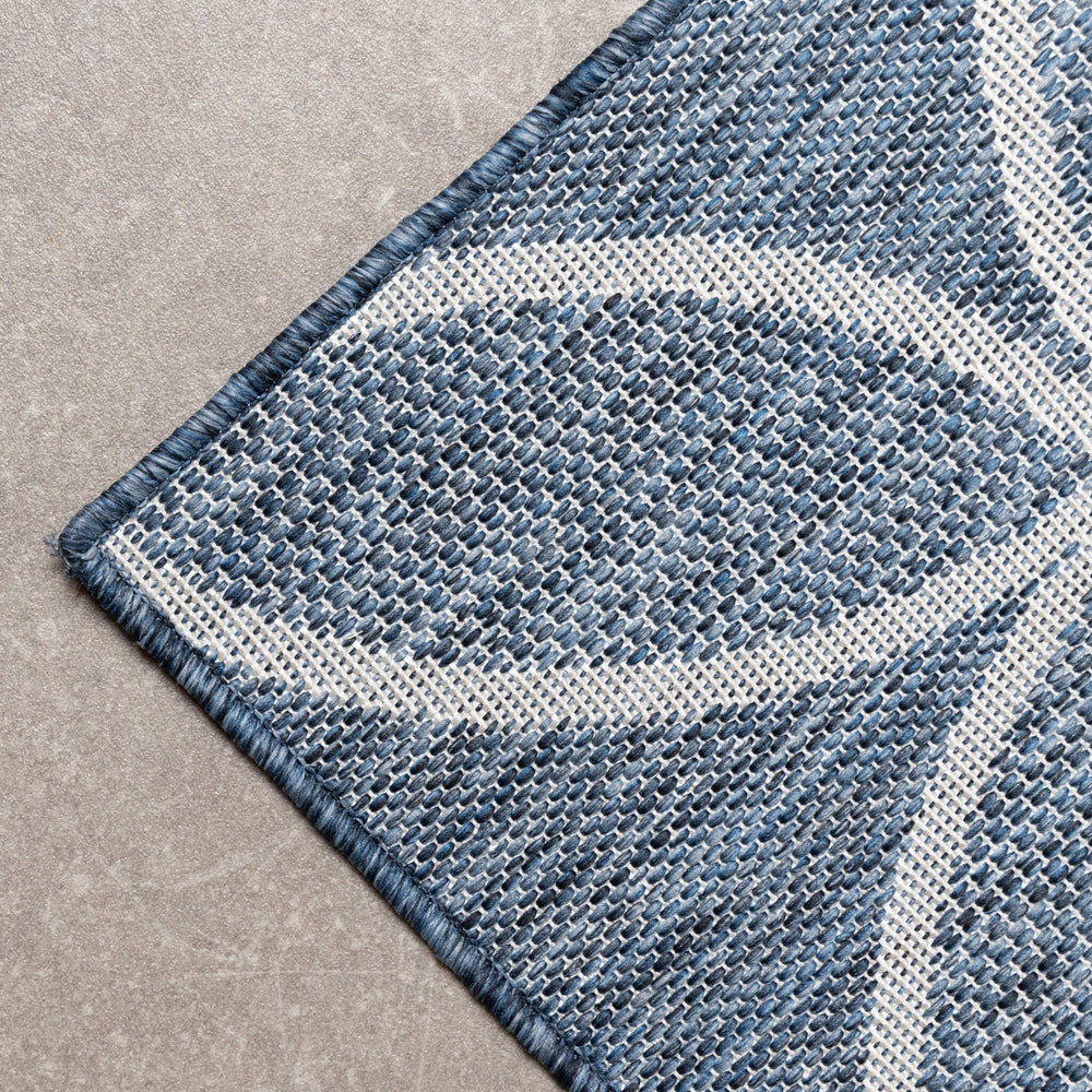 Geometric Outdoor Rug – Faro Ripple Blue