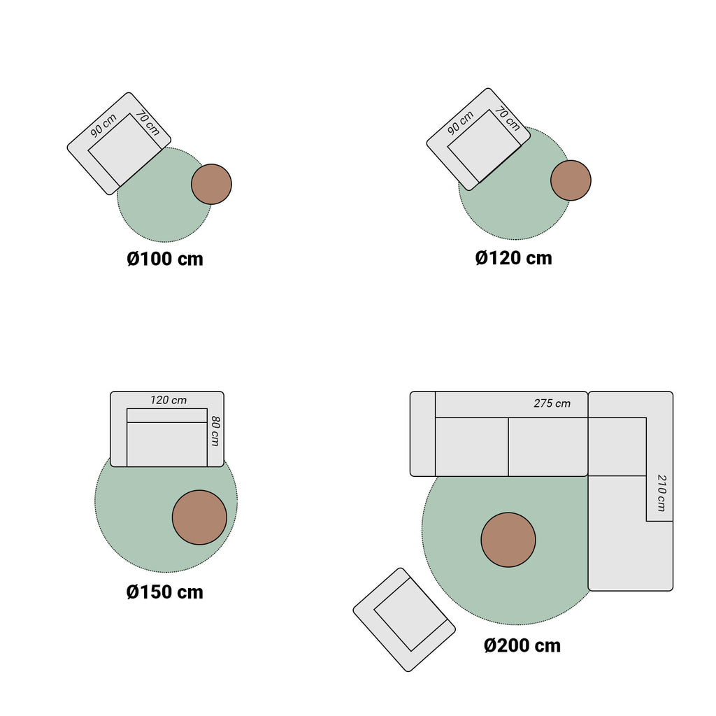 Round high-pile rug - Yves Taupe
