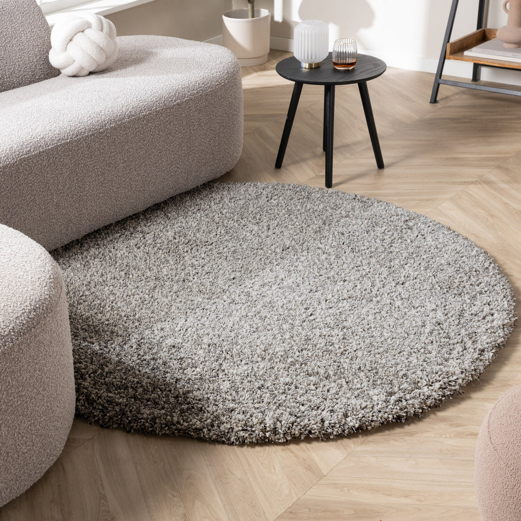 Round high-pile rug - Yves Light grey