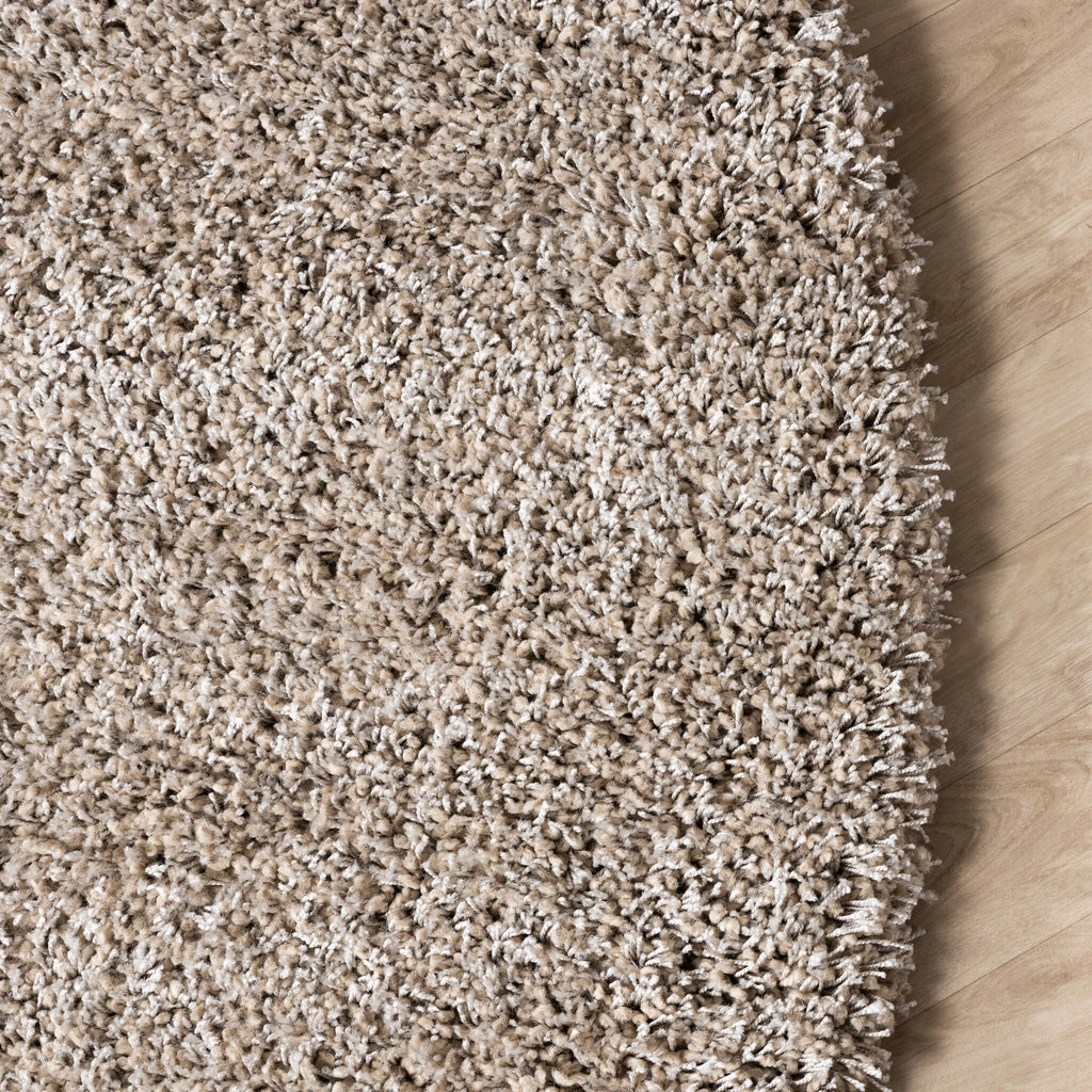 Round high-pile rug - Yves Taupe