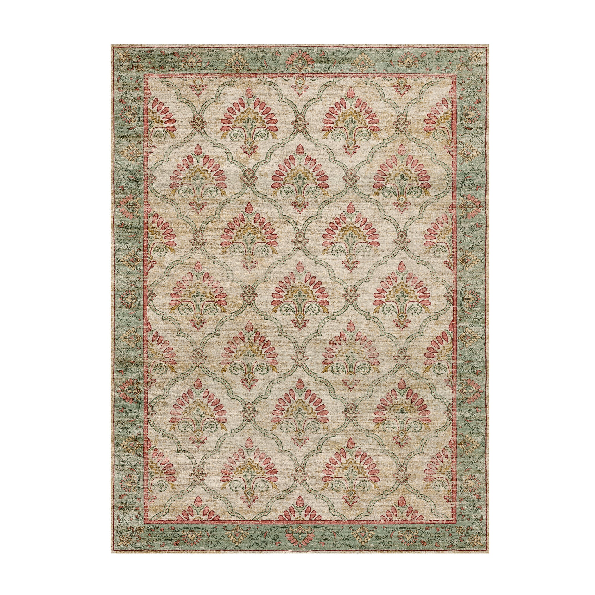 Vintage rug - Sage Grid Green
